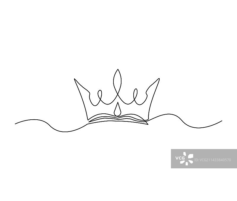 连续单线绘制简约皇冠图片素材