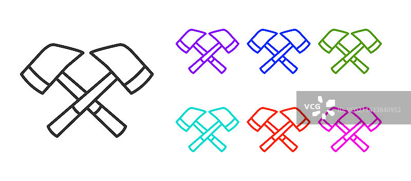 黑色线条消防斧图标图片素材