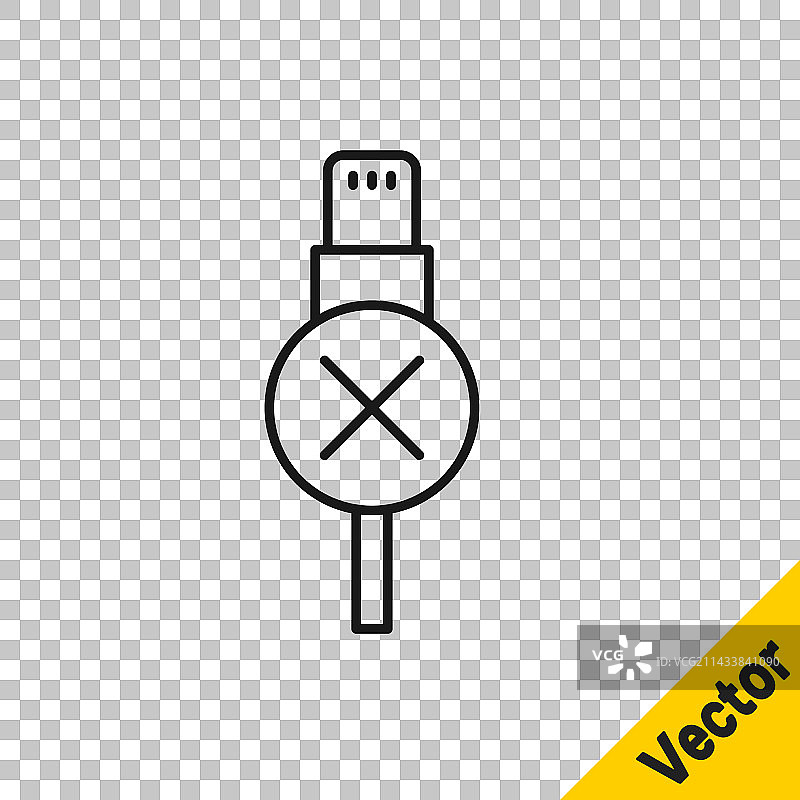 黑色线条禁止USB数据线图标图片素材
