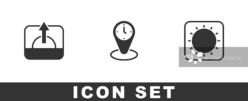 日出时区时钟和图标图片素材