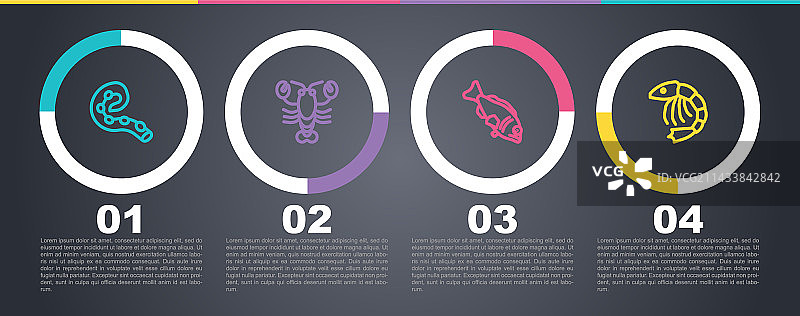 章鱼触手龙虾鱼线条图片素材
