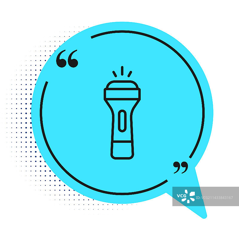 白色背景上的黑色线条手电筒图标图片素材