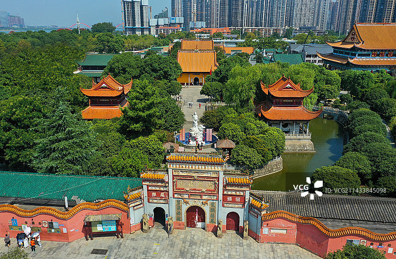 湖南省长沙市开福区开福寺航拍图片素材