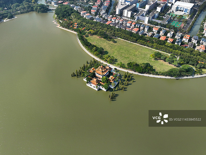 广东省佛山市顺德区顺峰山公园石牌坊青云塔航拍图片素材