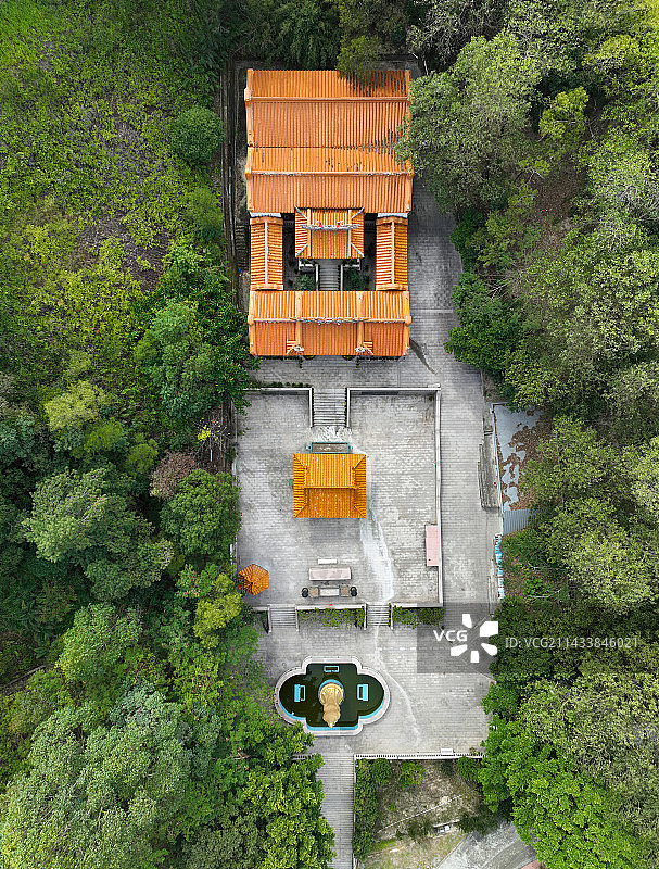 广东省深圳市大鹏新区沙鱼涌葵涌新庵古观航拍图片素材