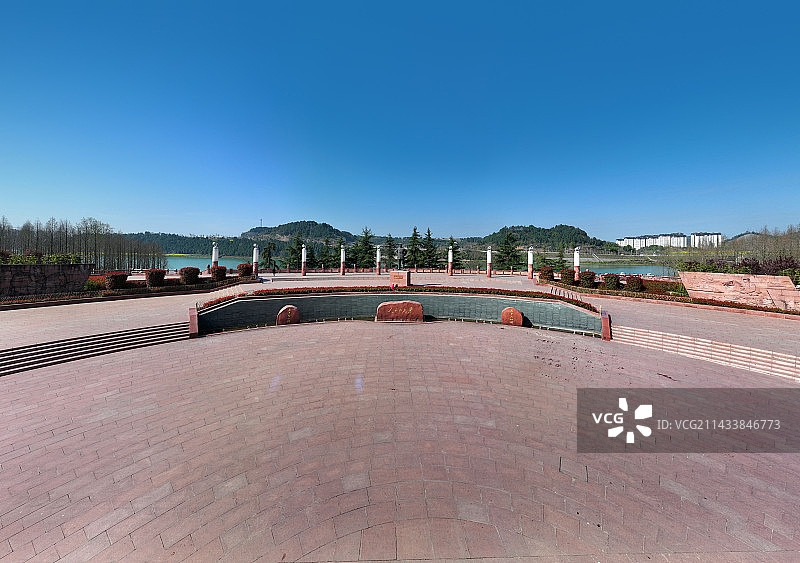 四川省南充市仪陇县朱德塑像秀水长滩湿地公园航拍图片素材