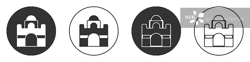 白色背景上的黑色埃及房屋图标图片素材