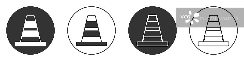 白色背景上的黑色交通锥图标图片素材