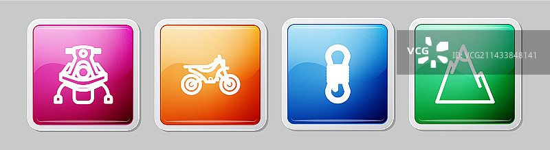 线条雪地摩托山地自行车登山绳图标图片素材