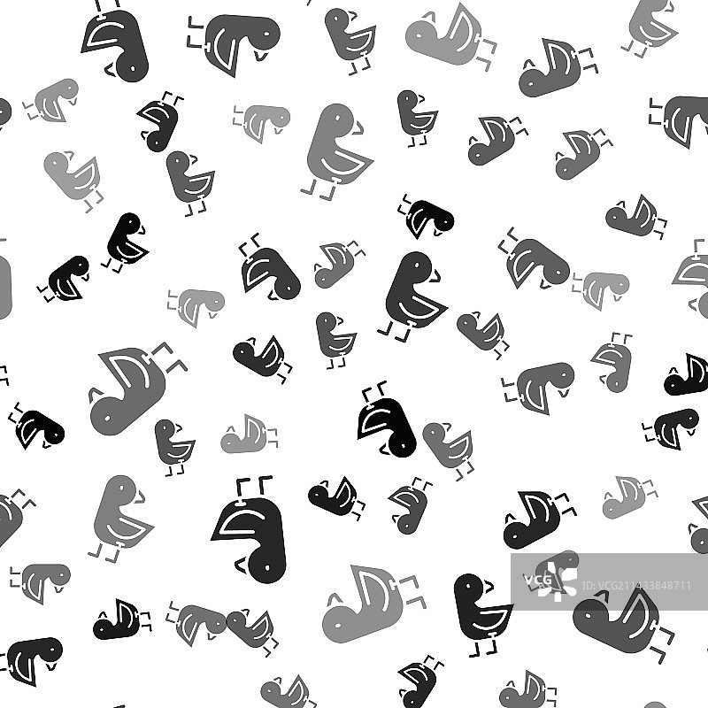 黑色小鸡图标无缝图案图片素材