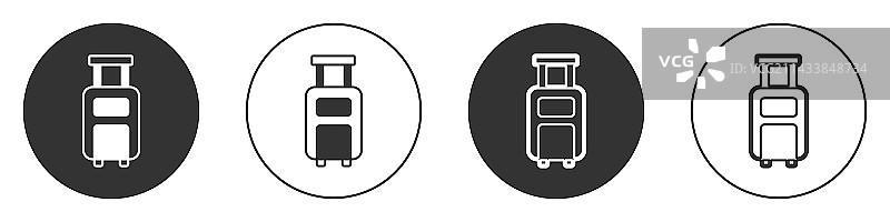 白色背景上孤立的黑色旅行手提箱图标图片素材