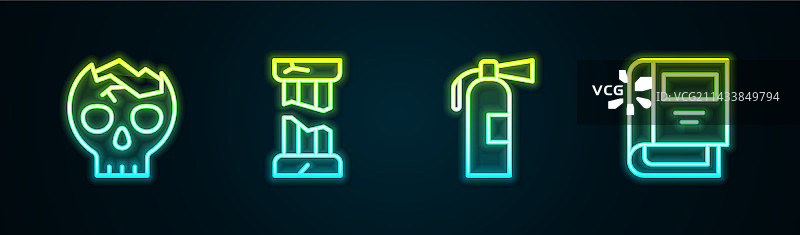 人类头骨古代柱子火焰banner图片素材