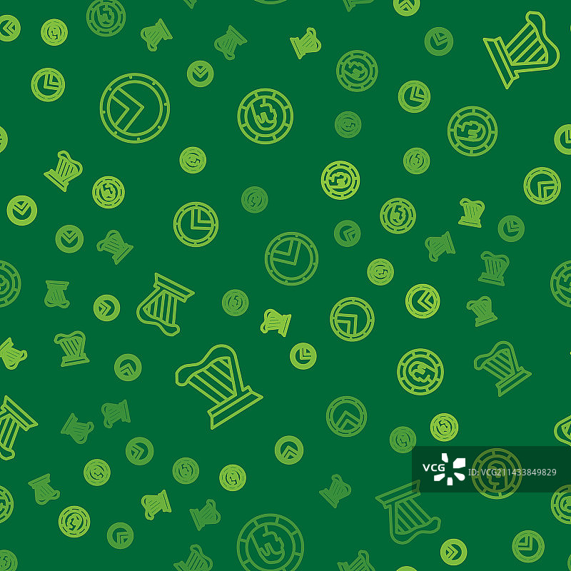 线条图标：希腊盾牌、竖琴和古币图片素材