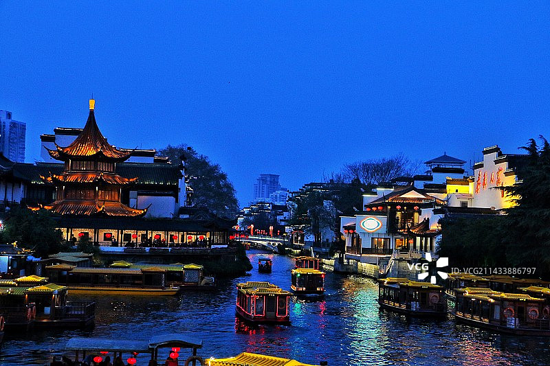 南京秦淮河夜景图片素材