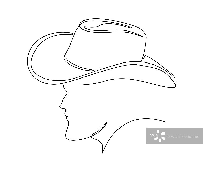 牛仔男子单线连续画图片素材