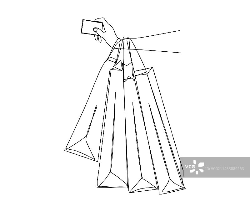 手持物的连续单线画图片素材