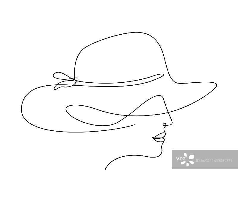 美女连续单线绘画图片素材