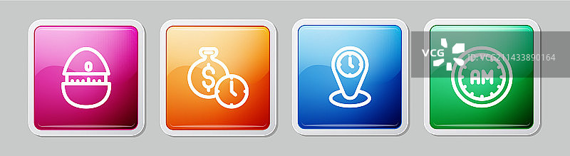 厨房用具线条组合：定时器、时间就是金钱时钟图片素材