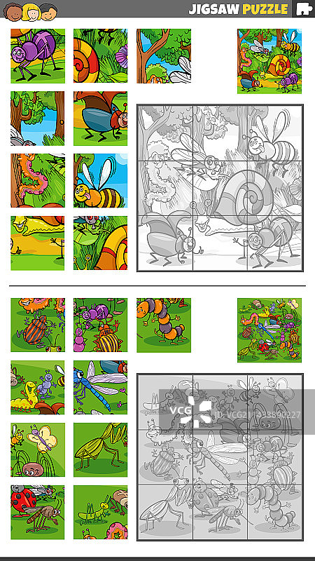 卡通昆虫拼图游戏图片素材