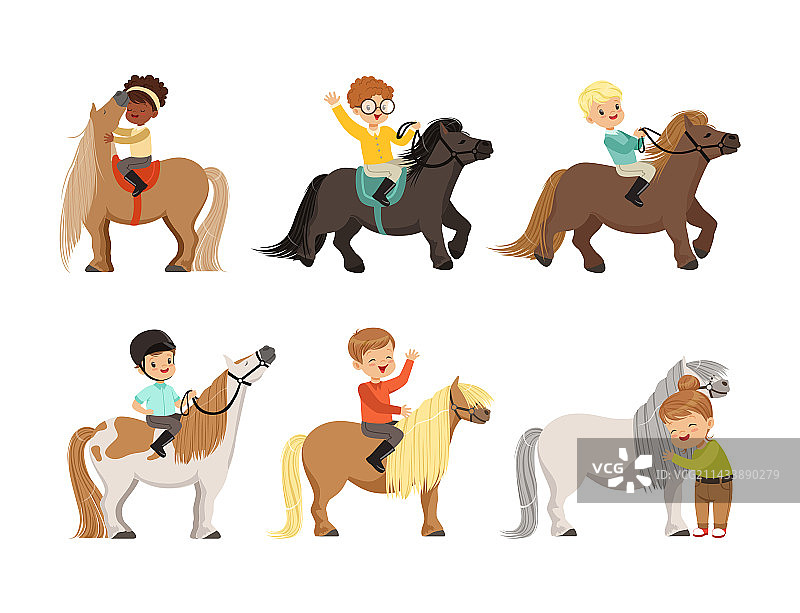 儿童骑小马图片素材