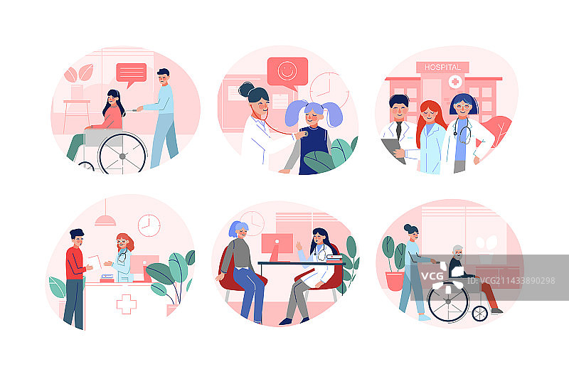 医务人员看望住院病人图片素材