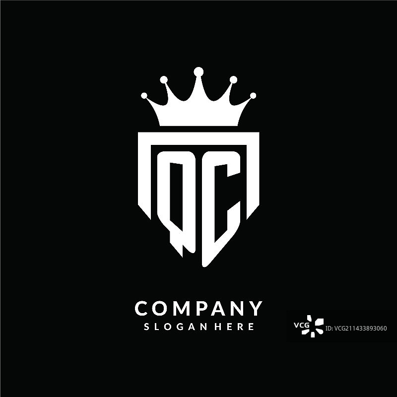 字母QC标志字母组合皇冠风格图片素材