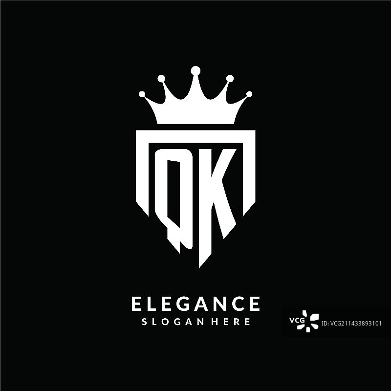 带皇冠的字母QK标志组合会徽风格图片素材