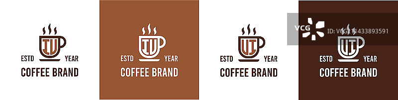 字母IU和UI咖啡馆Logo图片素材