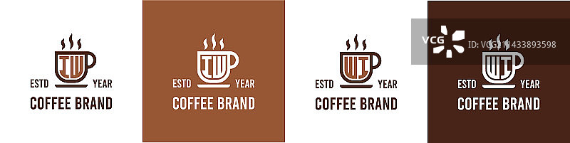 字母IW和WI咖啡logo图片素材