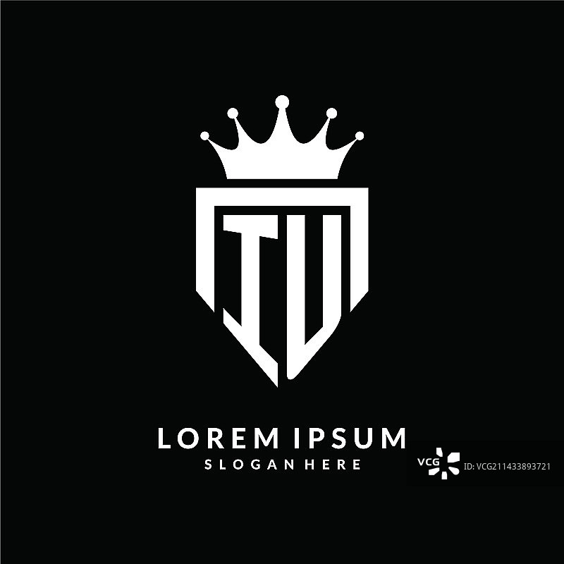 带有皇冠的字母IU标志图片素材