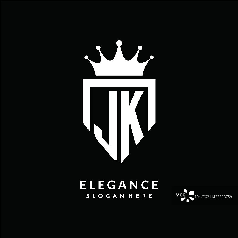 字母JK皇冠单字母组合标志图片素材