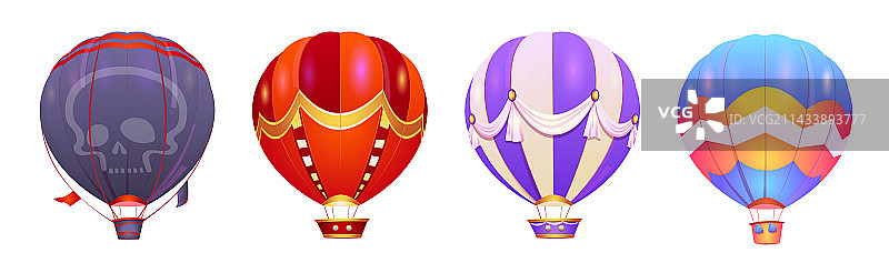 单独的带吊篮热气球图标图片素材