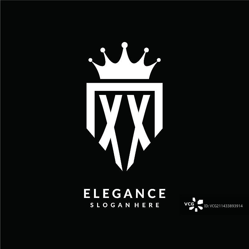 字母XX皇冠单字母组合标志图片素材
