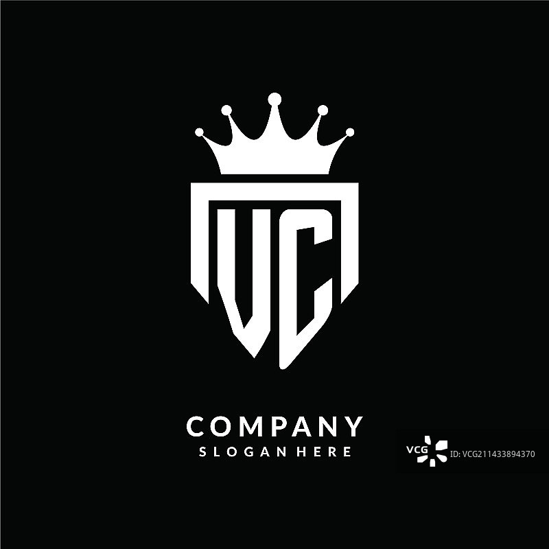 字母VC皇冠单色logo标志图片素材