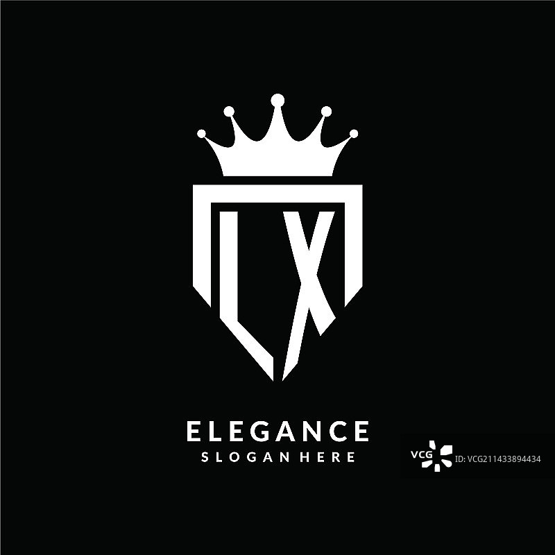LX字母皇冠单色标志图片素材