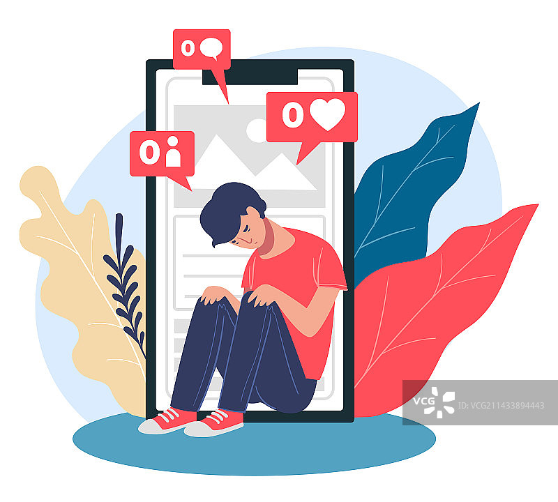 因社交网络而沮丧的青少年图片素材