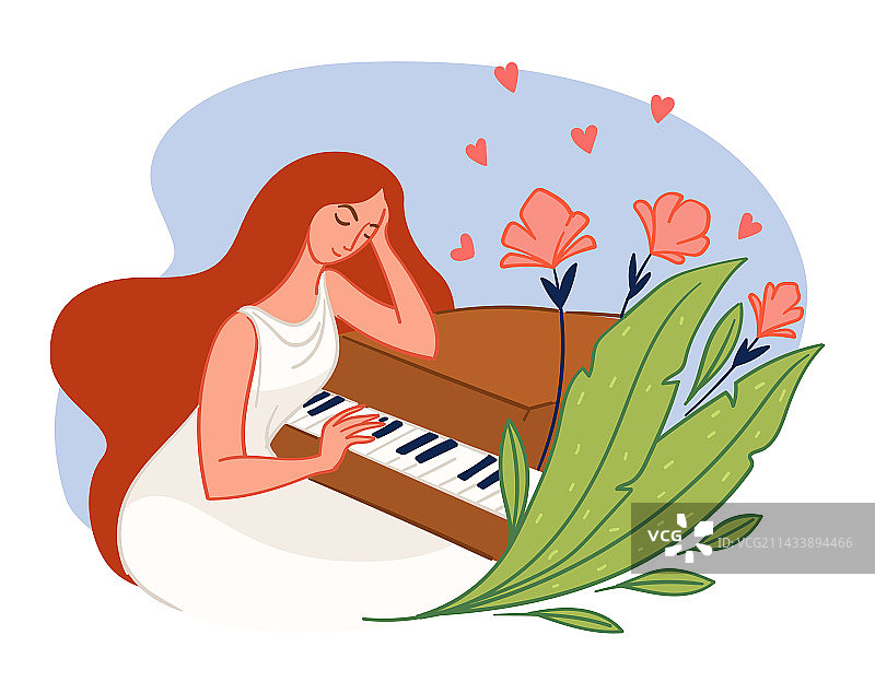 弹钢琴的优雅女士图片素材