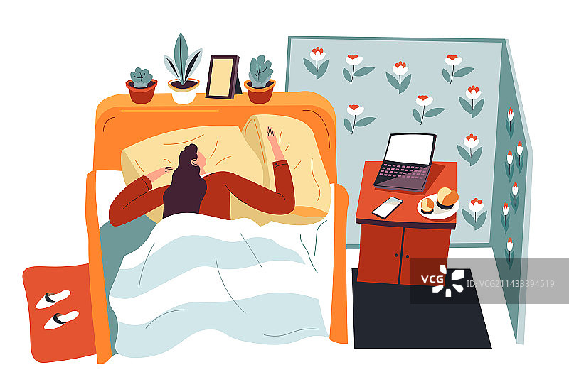 在卧室桌子旁用笔记本电脑睡觉的青少年图片素材