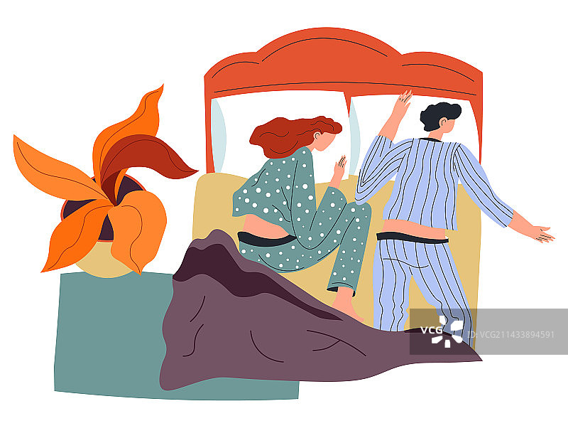 情侣在卧室里睡觉，男人和女人图片素材