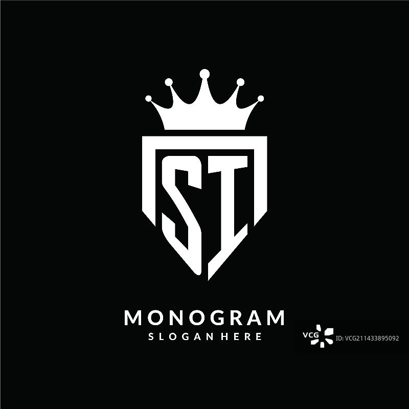字母SI皇冠单标会徽标志图片素材