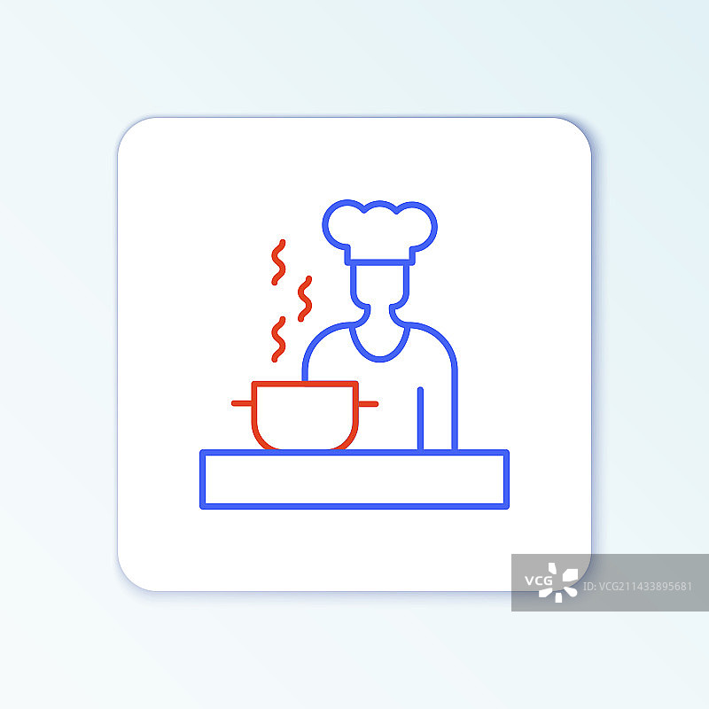 白色背景上的线条西班牙厨师图标图片素材