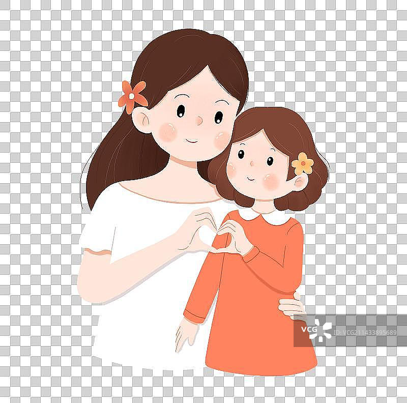 母亲节元素母女比心图片素材