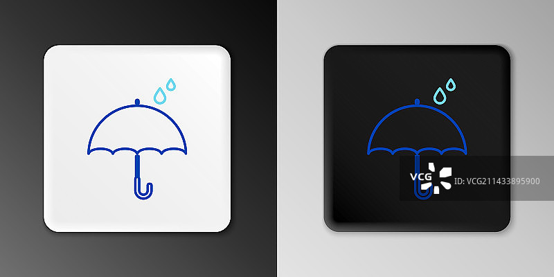 雨伞和雨滴线性图标图片素材