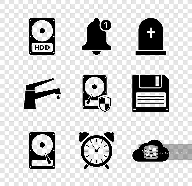 硬盘驱动器墓碑套装图片素材