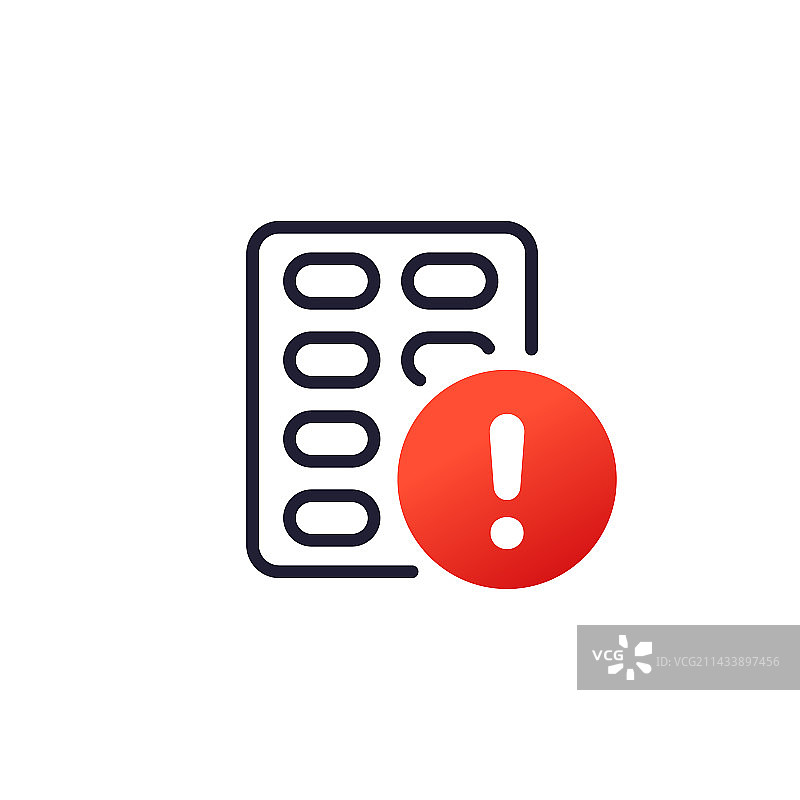 白色背景上的药丸警告图标图片素材