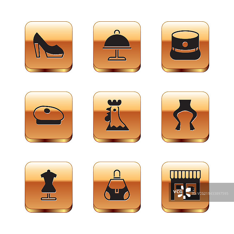 女士鞋子人体模型手提包法国公鸡套装图片素材