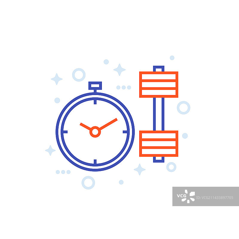 带有秒表的锻炼时间训练线性图标图片素材