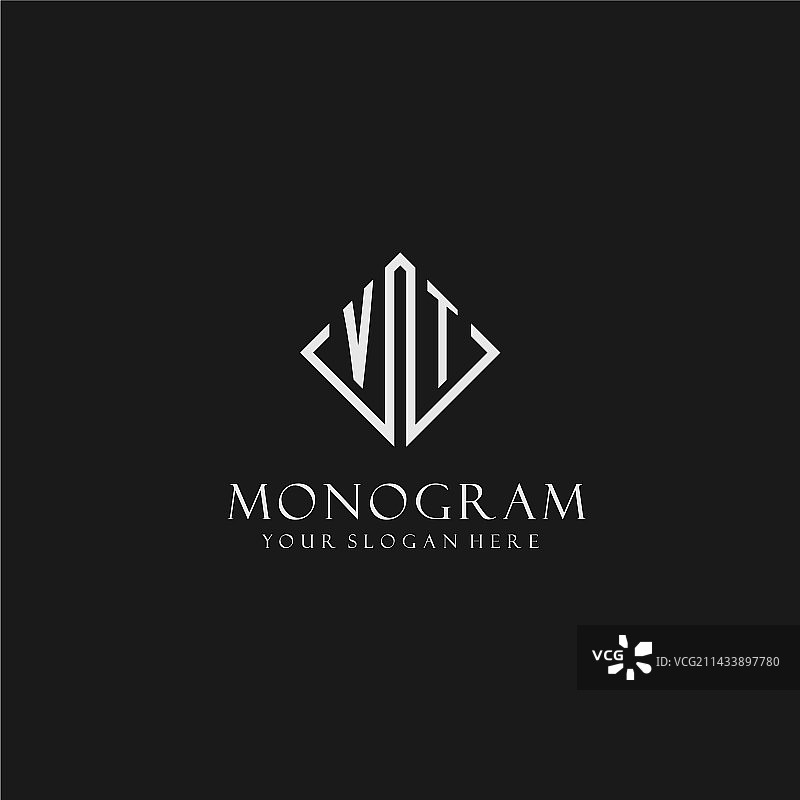 字母VT菱形方块设计风格标志图片素材
