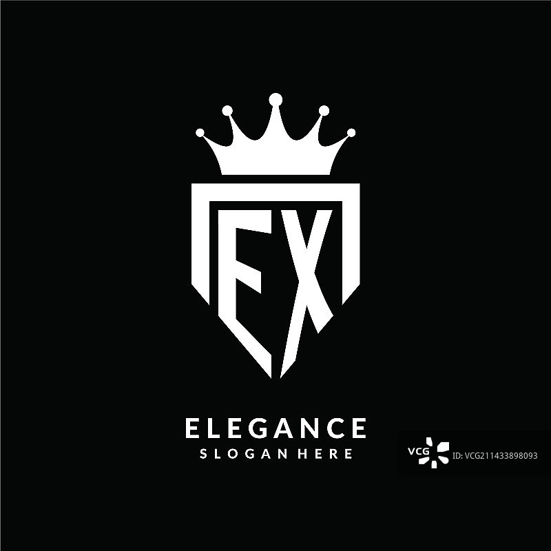 字母EX皇冠单标徽标图片素材