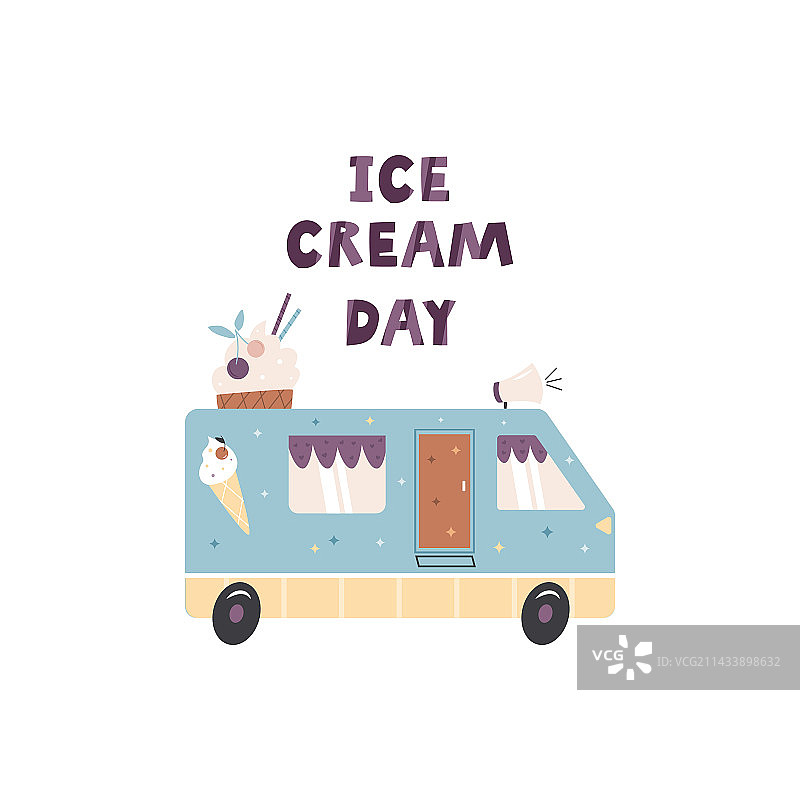 彩色冰淇淋车图片素材